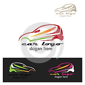 Car illustration logo color template design vector