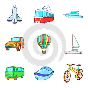 Car industry icons set, cartoon style