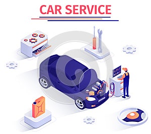 Car Inspection Service Vector Isometric Banner