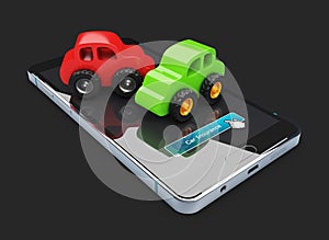 Car Insurance and Accident Risk, 3d Illustration isolated black