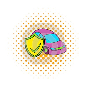 Car insurance icon, comics style