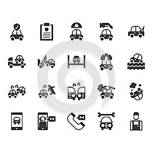 Car insurance icon and symbol set