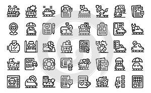 Car insurance icons set outline vector. Auto secure