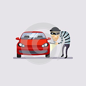 Car Insurance and Theft Vector Illustration