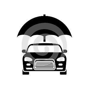 Car insurance vector logo concept protect icon. Car insurance umbrella cover care illustration