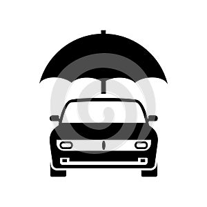 Car insurance vector logo concept protect icon. Car insurance umbrella cover care illustration