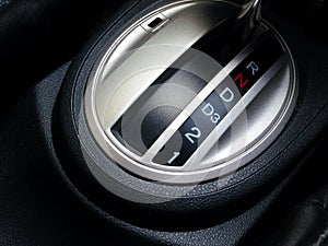 Car interior. Automatic transmission gear shift