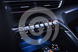 Car Interior: Chrome Metallic Button Controls