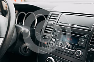 Car interior, control panel, dashboard, radio system