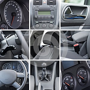 Car interior details collage