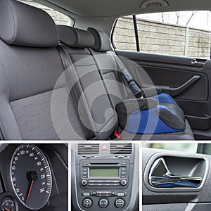 Car interior details collage