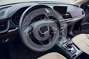 Car Interior Driver Side View. Modern Car Interior Design