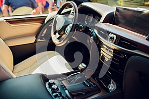 Car Interior Driver Side View. Modern Car Interior Design