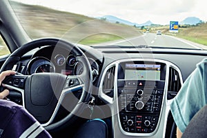 Car interior fast driving