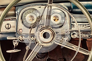 Car interior of a fifties American classic car