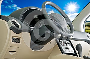 Car interior / landscape view