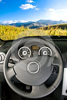 Car interior / landscape view