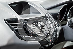 Car interior : Modern car audio system front panel