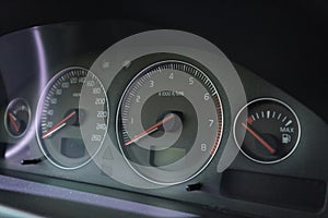 Car Interior Odometer Panel Shows Speed Fuel and Other Signs
