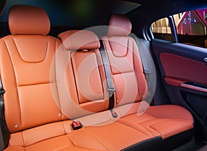 Car interior orange leather