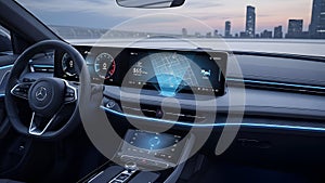 Car Interior Technology Digital Dashboard, Navigation System