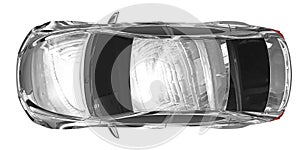 Car isolated on white - chrome, tinted glass - top view