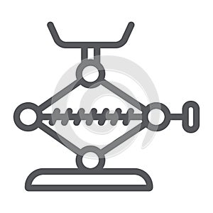 Car jack line icon, auto and repair, car part sign, vector graphics, a linear pattern on a white background.