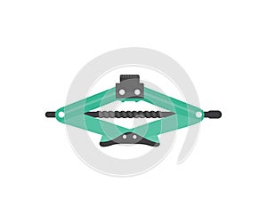 Car jack, metal jack car scissor in a car service logo design. Mechanical car jack. Height for mounting, diagnosing and repairing.