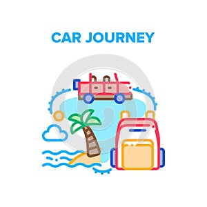 Car Journey Vector Concept Color Illustration