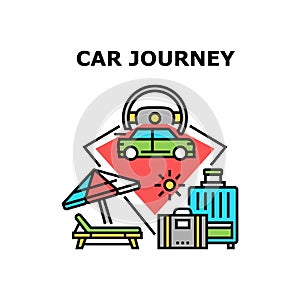 Car Journey Vector Concept Color Illustration