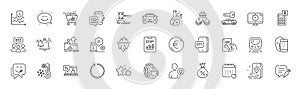 Car key, Auction hammer and Euro money line icons. For web app, printing. Line icons. Vector