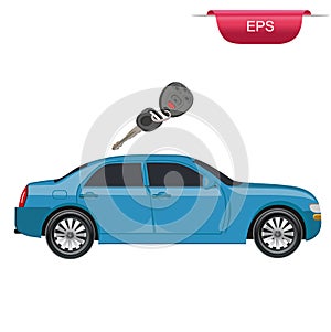 Car key and car, graphic design element, vector illustration,