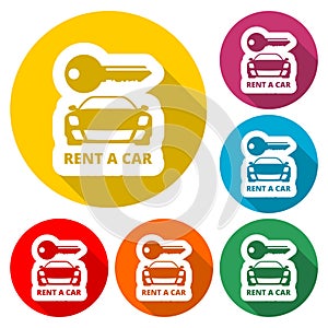 Car key, Car rental icon, color icon with long shadow