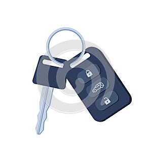 Car key. Charm of the alarm system. Vector illustration in flat style