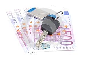 Car key and euro bills