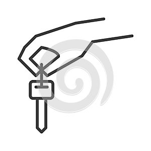 Car Key in Hand vector concept thin line icon