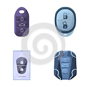 Car key icons set cartoon vector. Keyless vehicle entry device photo