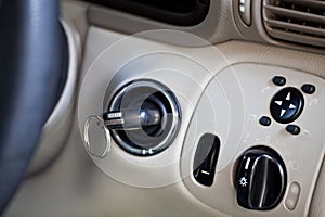 Car key in ignition lock cylinder