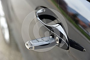 Car key inserted in lock