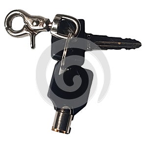 Car key isolated on white background. Clipping path included for easy extraction