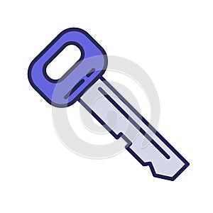 Car key, key icon. Line colored vector illustration. Isolated on white background.