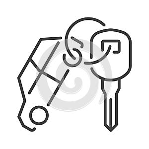 Car Key with Keychain vector Hire concept thin line icon