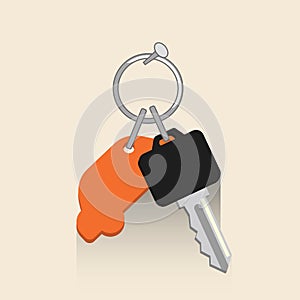 Car key with keyholder. Rental car vector concept