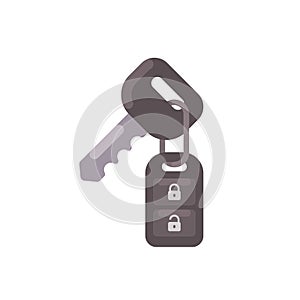 Car key with remote alarm control flat icon