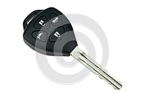 Car key with remote contro on white background