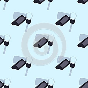 Car key with remote control automobile security lock seamless pattern background vector illustration.