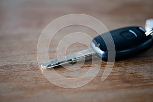 Car key on wood table