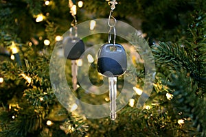 Car keys as ornaments on a Christmas Tree