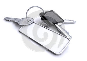 Car keys with blank white keyring