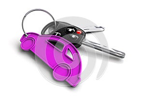 Car keys with car icon keyring. Concept for car ownership.